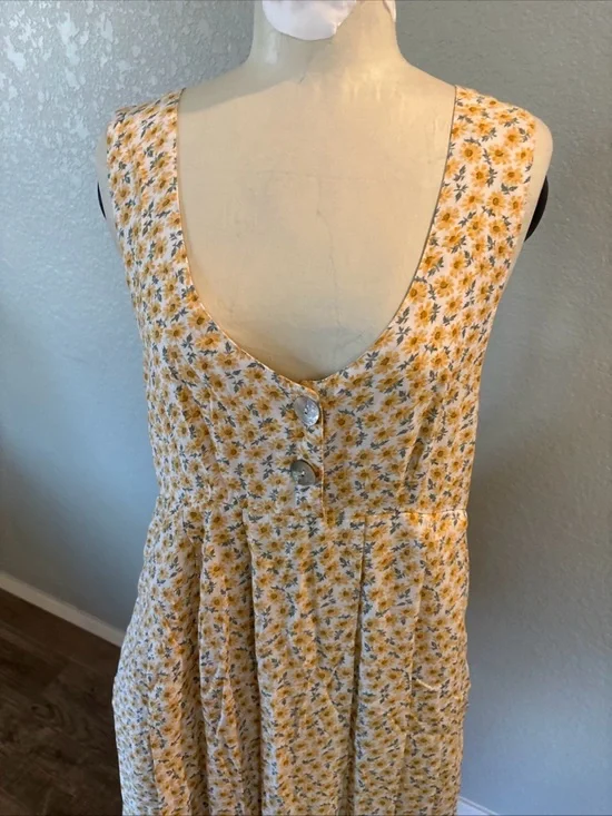 Vintage Compaigne Internationale Express Floral Yellow Maxi Dress Jumper Large - Picture 4 of 12